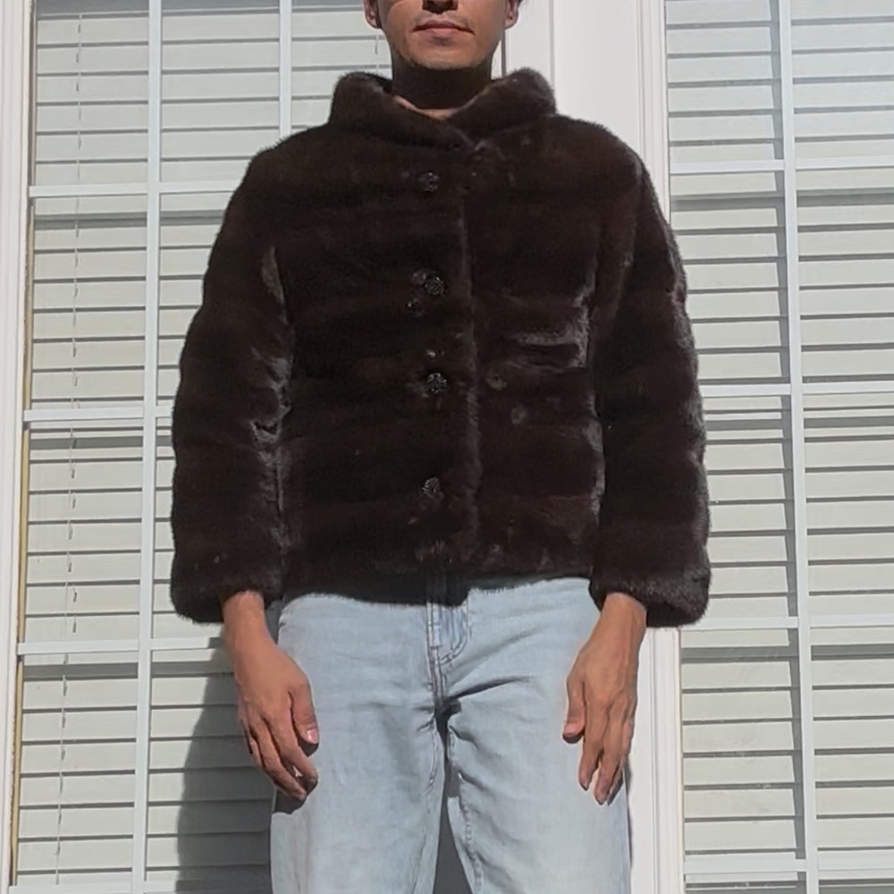 Cropped Deep Brown Mink Jacket